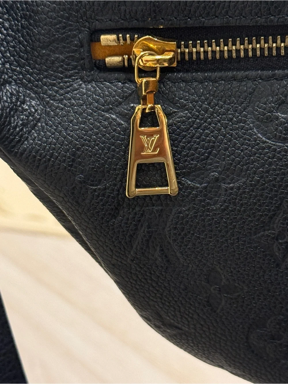Louis Vuitton Black Monogram Embossed Crossbody Belt Bag with Gold Hardware